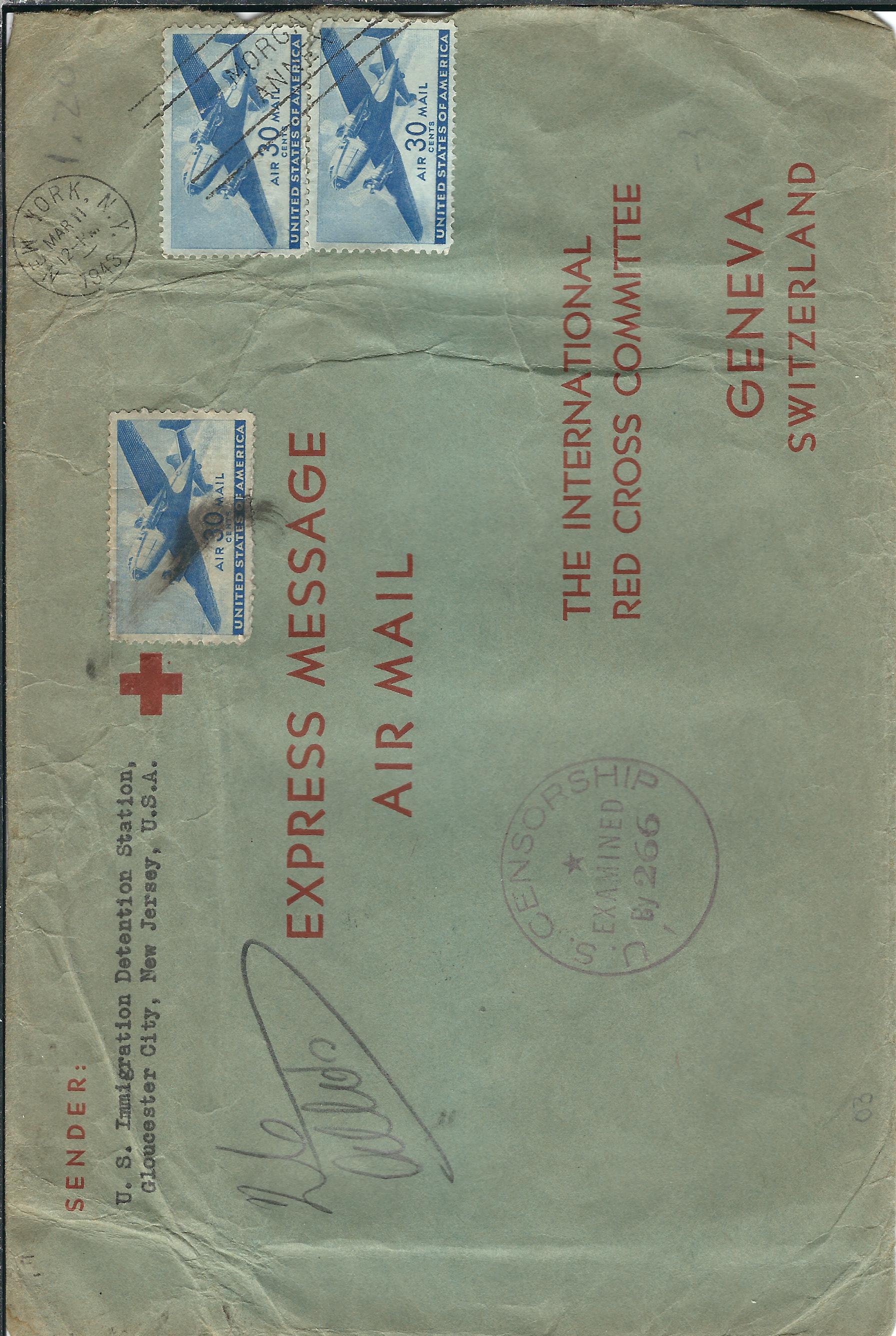 1943 Germany Red Cross Cover Georgetown Jersey Channel Islands to